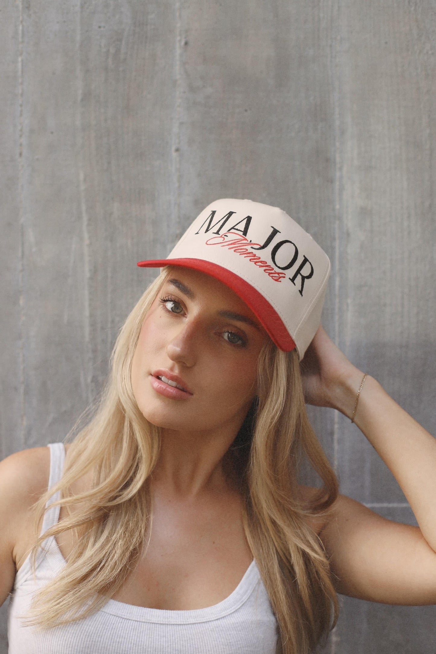 Major Moments Hat // Red & Cream