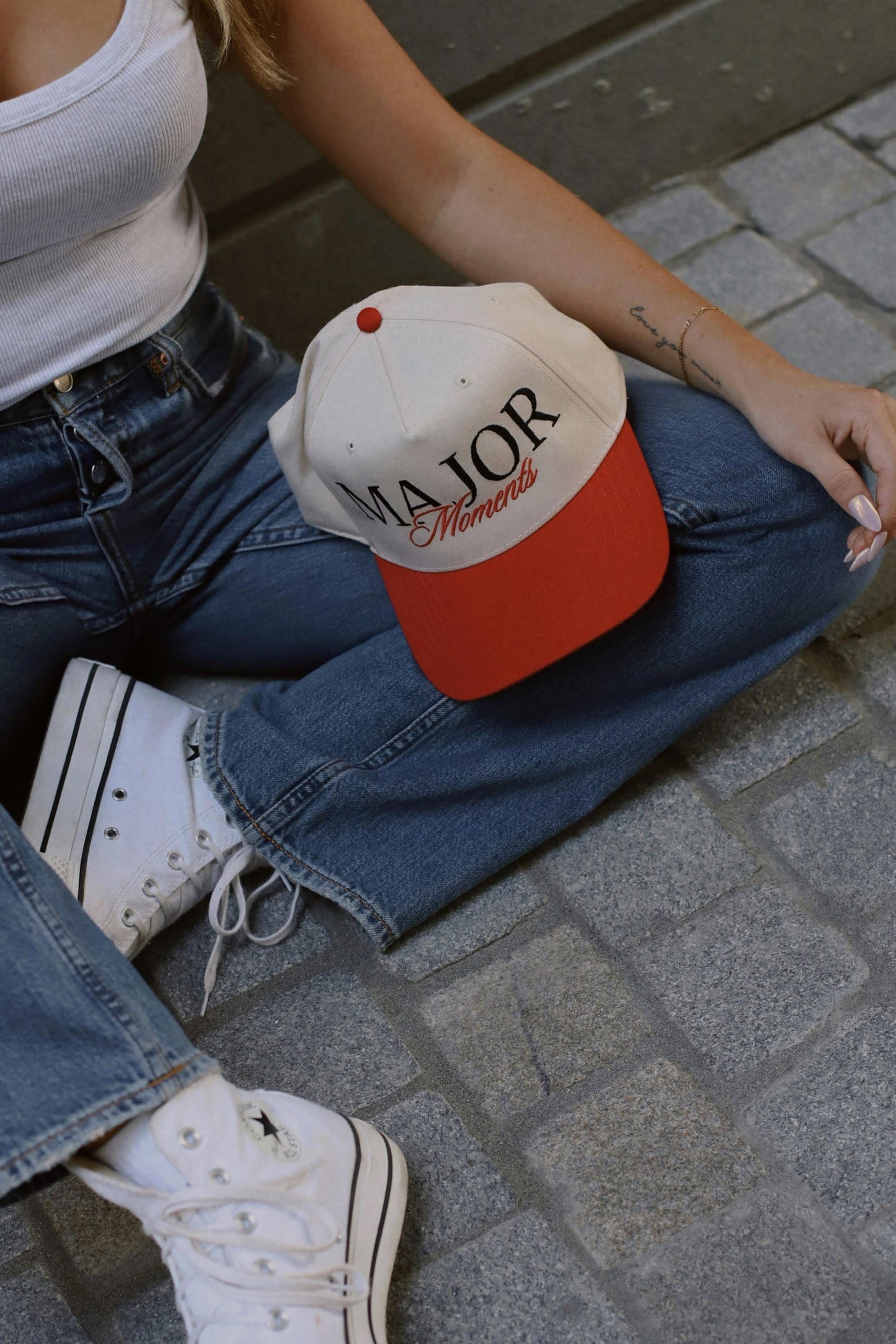 Major Moments Hat // Red & Cream